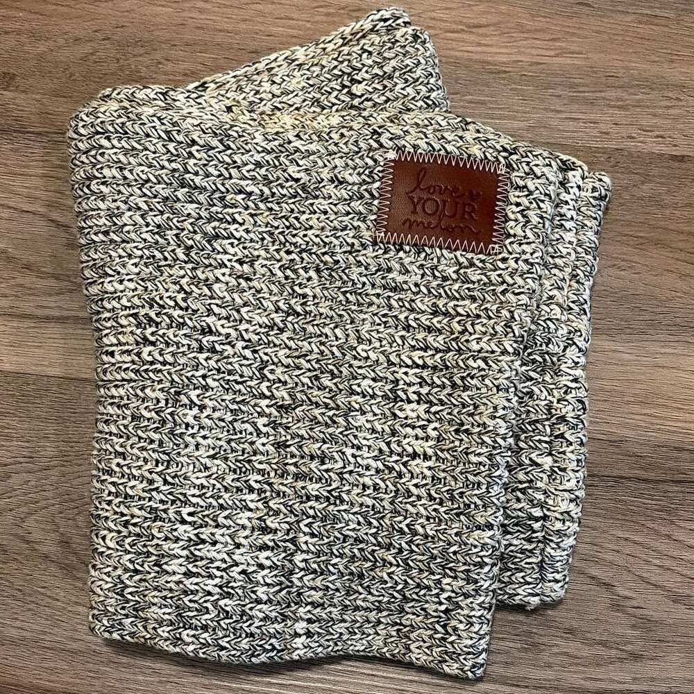Love Your Melon Black Gold White Marled Chunky Knit Infinity Scarf